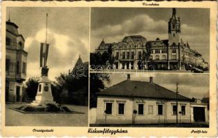 1940 Kiskunfélegyháza, Országzászló, Városháza, Petőfi ház (fl)