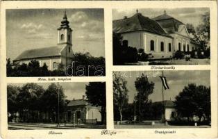 1944 Horgos, Római katolikus templom, Vasútállomás, Országzászló, Kárász kastély / Catholic church, railway station, Hungarian flag, castle (EK)