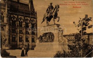 1908 Budapest V. Országház, Parlament, Gróf Andrássy Gyula szobra. Divald Károly 1691-1907. (EK)