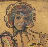 Biai jelzéssel: Arcok. Vegyes technika, karton, sérült. 64x50 cm