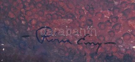 Róna jelzéssel: Mesevilág. Vegyes technika, vászon, sérült. 70x100 cm