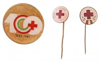 ~1970-1980. 100 éves a Magyar Vöröskereszt műgyantás jelvény + Magyar Vöröskereszt jelvény (2xklf) T:2