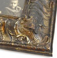 Réz keret fotóval, belső méret: 13x9 cm, külső: 26x23 cm