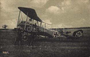 Vor dem Starte / WWI German military aircraft with pilot (EB)