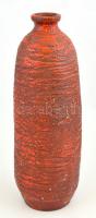 Pesthidegkúti retró kerámia váza, matricával jelzett, kis kopásnyomokkal, m: 42,5 cm