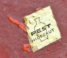 Pesthidegkúti retró kerámia váza, matricával jelzett, kis kopásnyomokkal, m: 42,5 cm