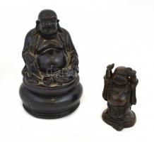 2 db nevető buddha, műgyanta, m: 5,5 cm, 9 cm