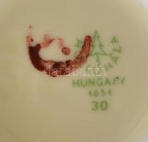 Hollóházi zöld virág mintás váza, matricás, jelzett, m: 17 cm