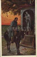 Ave Maria! / WWI Austro-Hungarian K.u.K. military art postcard, soldiers prayer. artist signed (EK)