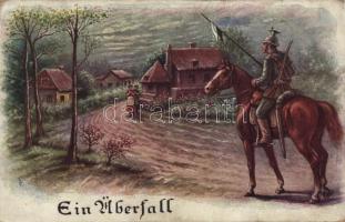 1915 Ein Überfall / WWI German military art postcard. A.R. & C.i.B. No. 841. (EK)
