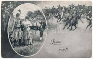 1915 Isten veled! / WWI Austro-Hungarian K.u.K. military, romantic couple, farewell (kopott sarkak / worn corners)