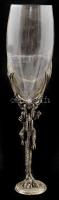 Üvegpohár fém sárkány talapzaton, Myths & Legends jelzéssel, 24,5 cm