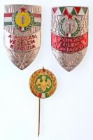 ~1980. "A Polgári Védelem Kiválója" ezüstözött zománcozott fém jelvény miniatűrrel + "A Polgári Védelem Élenjárója" ezüstözött zománcozott fém jelvény (22x40mm) T:2