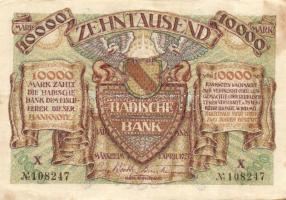 Német Birodalom/Weimari Köztársaság/Baden/Badische Bank 1923. 10.000M (4x) klf szériabetűkkel T:II