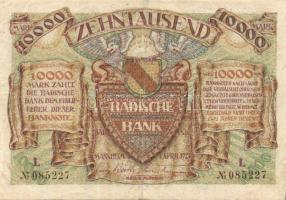 Német Birodalom/Weimari Köztársaság/Baden/Badische Bank 1923. 10.000M (4x) klf szériabetűkkel T:II