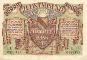Német Birodalom/Weimari Köztársaság/Baden/Badische Bank 1923. 10.000M 2 klf variáns T:II