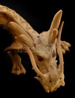 Sárkány figura, festett fa, üveg szemmel, sérült, h: 28 cm, m: 12 cm