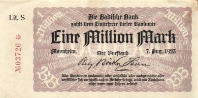 Német Birodalom/Weimari Köztársaság/Baden/Badische Bank 1923. 1000.000M (2x) klf széribetűkkel T:II+,II