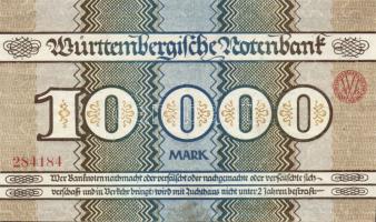 Német Birodalom/Weimari Köztársaság/Württemberg/Württembergische Notenbank 1923. 10.000M T:II