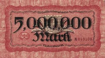 Német Birodalom/Weimari Köztársaság/Württemberg/Württembergische Notenbank 1923. 5000.000M (2x) klf ...