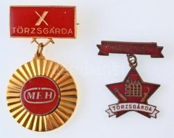 ~1952. "Vegyiműveket Szerelő V. Törzsgárda" zománcozott Br jelvény + ~1970. "MÉH Törz...