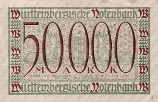 Német Birodalom/Weimari Köztársaság/Württemberg/Württembergische Notenbank 1923. 50.000M T:II+