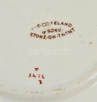 Grindley porcelán teáscsésze aljak, 2 db, W. T.  Copeland & Sons porcelán süteményes tálka, 1 db...