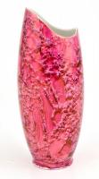 Hollóházi porcelán váza, rózsaszín-lila márványhatású dekorral, jelzett, hibátlan, m: 20 cm