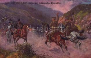 Zusammentreffen österr.-ungar. und bulgarischer Patrouillen / WWI Austro-Hungarian K.u.K. military patrol meeting the Bulgarian patrol (EB)
