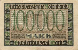 Német Birodalom/Weimari Köztársaság/Württemberg/Württembergische Notenbank 1923. 100.000M (3x) klf s...