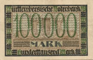 Német Birodalom/Weimari Köztársaság/Württemberg/Württembergische Notenbank 1923. 100.000M (3x) klf s...
