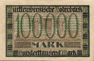 Német Birodalom/Weimari Köztársaság/Württemberg/Württembergische Notenbank 1923. 100.000M (3x) klf s...