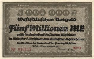 Német Birodalom/Weimari Köztársaság/Poroszország/Westfália 1923. 5000.000M T:II+