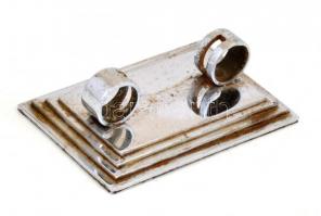 Art deco stílusú fém fényképtartó, kopásnyomokkal, kissé rozsdás, 12x7,5 cm