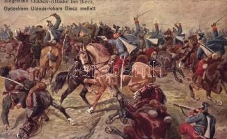 Győzelmes Ulánus roham Biecz mellett / Siegreiche Ulanen-Attacke bei Biecz / WWI Austro-Hungarian K.u.K. military, Uhlan attack near Biecz. B.K.W.I. 730-2. s: Franzenhofer