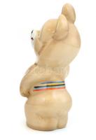 Misa maci porcelán figura, olimpiai ötkarikás logóval, kézzel festett, jelzett, apró kopásnyomokkal,...