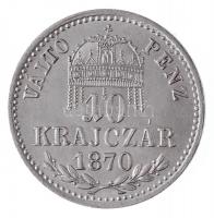 1870KB 10kr Ag "Váltó Pénz" T:1,1- apró ph. Adamo M10.1