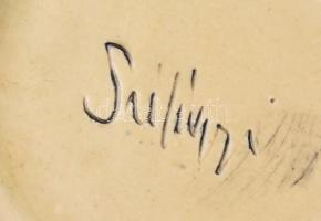 Festett, mázas kerámia kiöntő, Szilágyi jelzéssel, hibátlan 9x10,5 cm