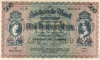 Német Birodalom/Császárság/Szászország/Sächische Bank 1911. 500M T:II/III