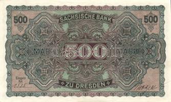 Német Birodalom/Császárság/Szászország/Sächische Bank 1911. 500M T:II
