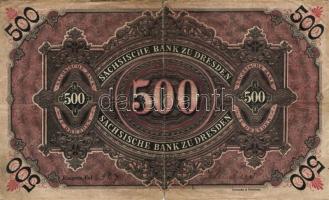 Német Birodalom/Császárság/Szászország/Sächische Bank 1890. 500M T:III/IV+