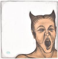 Hornányszky pecséttel: Alak. Vegyes technika, papír, sérült, kartonra kasírozva, 30x30 cm