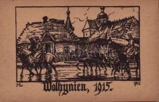 1915 Wolhynien / WWI Austro-Hungarian K.u.K. military art postcard, soldiers in Volhynia (EK)