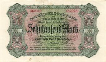 Német Birodalom/Weimari Köztársaság/Szászország/Sächische Bank 1923. 10.000M T:II