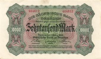 Német Birodalom/Weimari Köztársaság/Szászország/Sächische Bank 1923. 10.000M T:II
