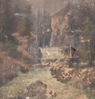 Beleznay jelzéssel: Hegyvidéki táj. Olaj, vászon, sérült.Szecessziós-florális díszítésű, sérült kere...