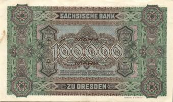 Német Birodalom/Weimari Köztársaság/Szászország/Sächische Bank 1923. 100.000M T:II
