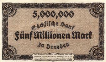 Német Birodalom/Weimari Köztársaság/Szászország/Sächische Bank 1923. 5000.000M T:II