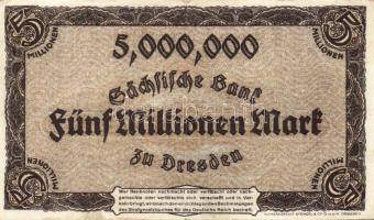 Német Birodalom/Weimari Köztársaság/Szászország/Sächische Bank 1923. 5000.000M T:II