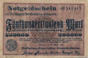 Német Birodalom/Weimari Köztársaság/Mecklenburg-Schwerin/Mecklenburg-Schwerinisches Staatsministerium 1923. 500.000M T:III